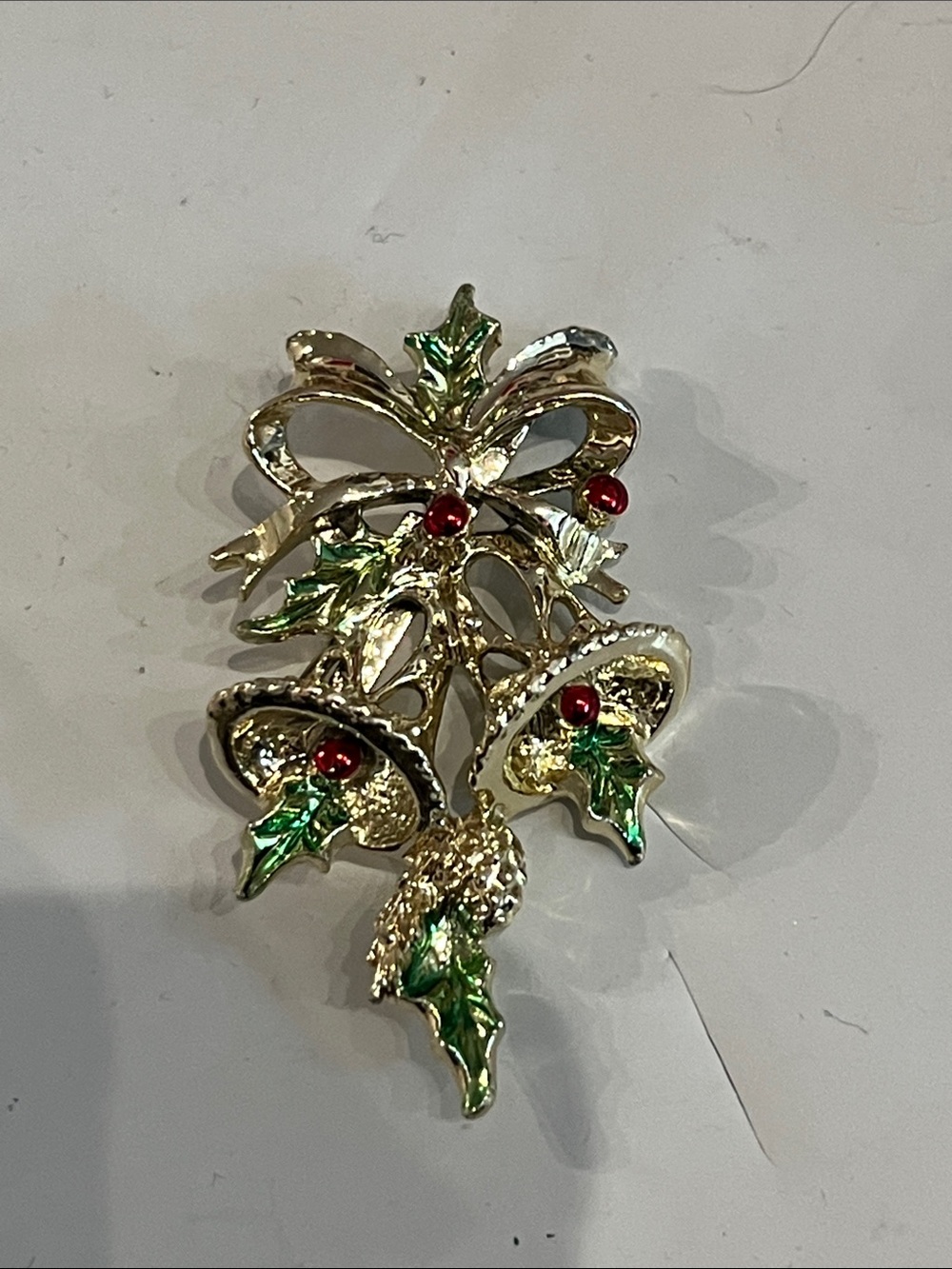 Christmas holly pin bells